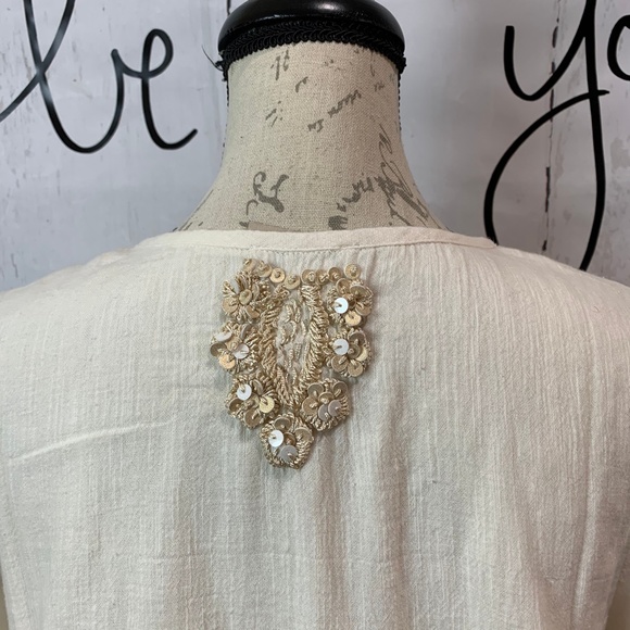 Sundance Sequined Clotilde Tee Small XS Ivory - Picture 5 of 9